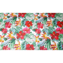 Dygsniuota kėdės pagalvėlė 35x35 monstera gėlių raudona