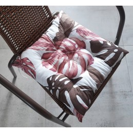 Dygsniuota kėdės pagalvėlė 35x35 monstera ruda