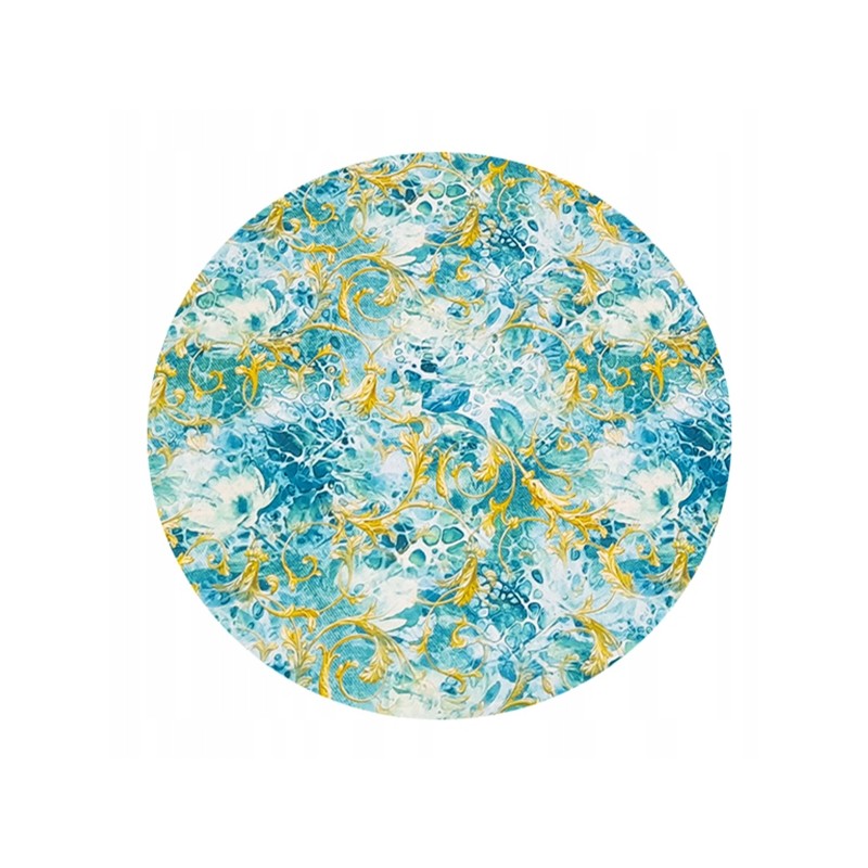 Apvalus pagalvės užvalkalas 32cm ornam gold turquoise