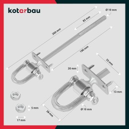 Sūpynių kablio apkabų kaiščiai M10 hamako laikiklis