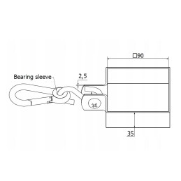 Sūpynių kablys, sijos apkaba, karabinas 90x90