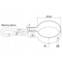 Kabliuko spaustukas skirtas 120mm sūpynėms su karabinu
