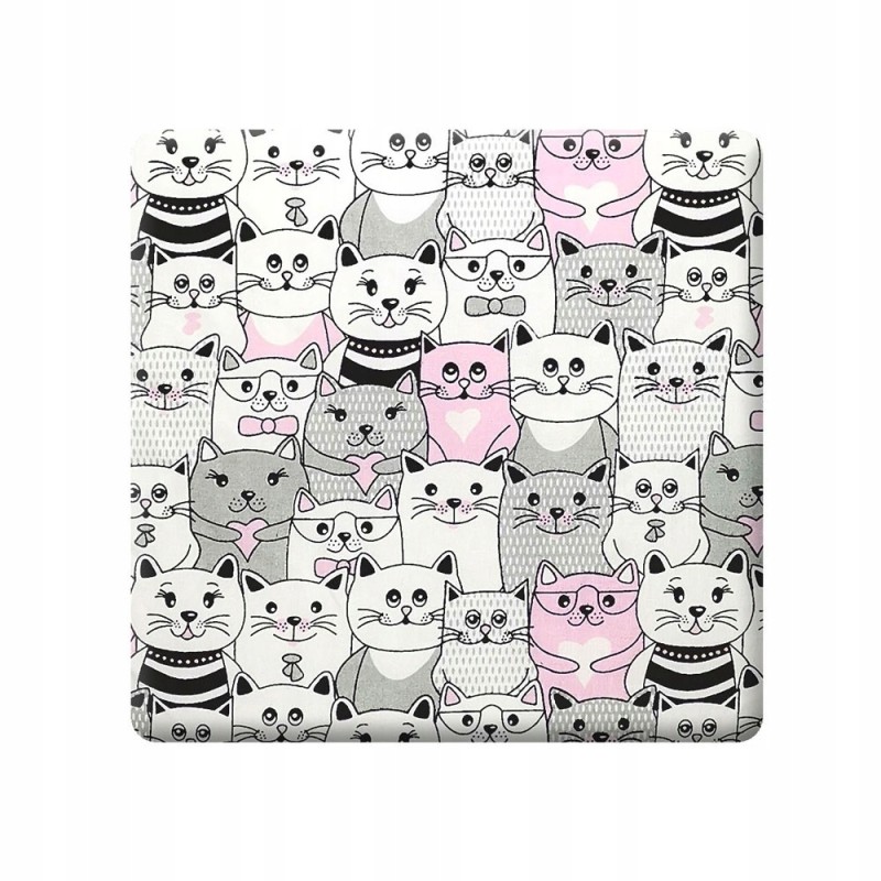 Kvadratinė taburetės pagalvėlė – katės kine – rožinė