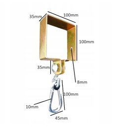Sūpynių tvirtinimo spaustukas 100x100mm + kabliukas