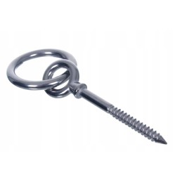 Nerūdijančio plieno kabliukas su sriegiu medienai 6x60 mm ir žiedu 6x35