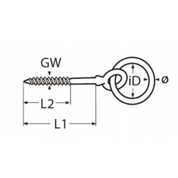 Nerūdijančio plieno kabliukas su sriegiu medienai 6x60 mm A4
