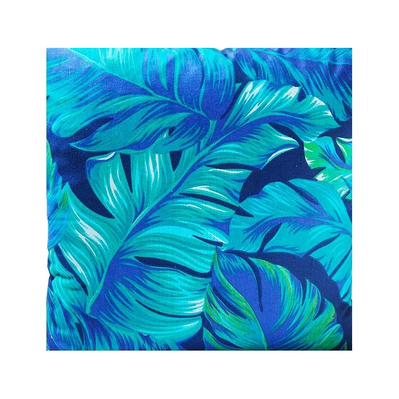 Kvadratinė išmatų pagalvėlė 30 cm medvilnė, 100% turkio spalvos lapai ant tamsiai mėlynos spalvos