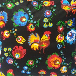 Kvadratinė pagalvėlė taburetei, 30 cm, 100% medvilnė, juodi Łowicz gaideliai