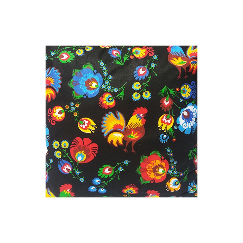 Kvadratinė pagalvėlė taburetei, 30 cm, 100% medvilnė, juodi Łowicz gaideliai