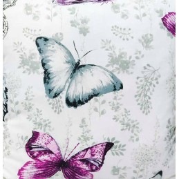 Kvadratinė pagalvėlė taburetė 30cm drugeliai pilkai rožinė