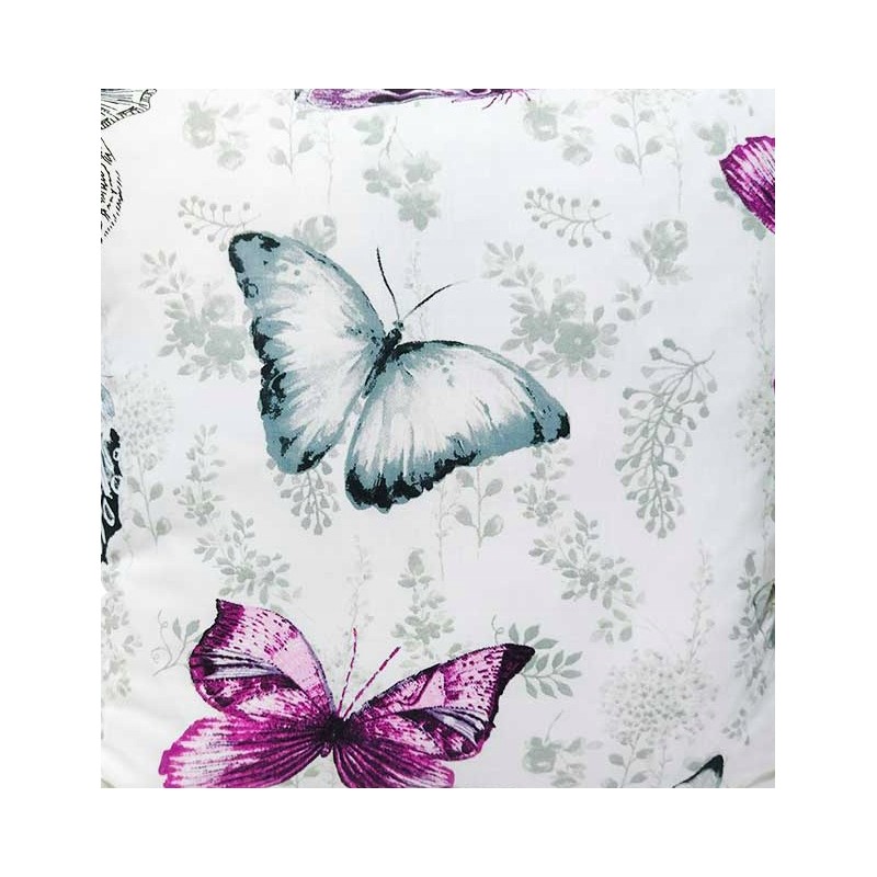 Kvadratinė pagalvėlė taburetė 30cm drugeliai pilkai rožinė