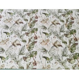 Kvadratinė taburetė pagalvėlė 30cm medvilnė 100% džiunglių flamingai