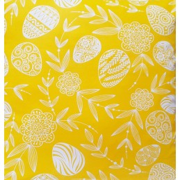 Kvadratinė išmatų pagalvėlė 30cm medvilnė 100% velykinė geltona, velykiniai kiaušiniai