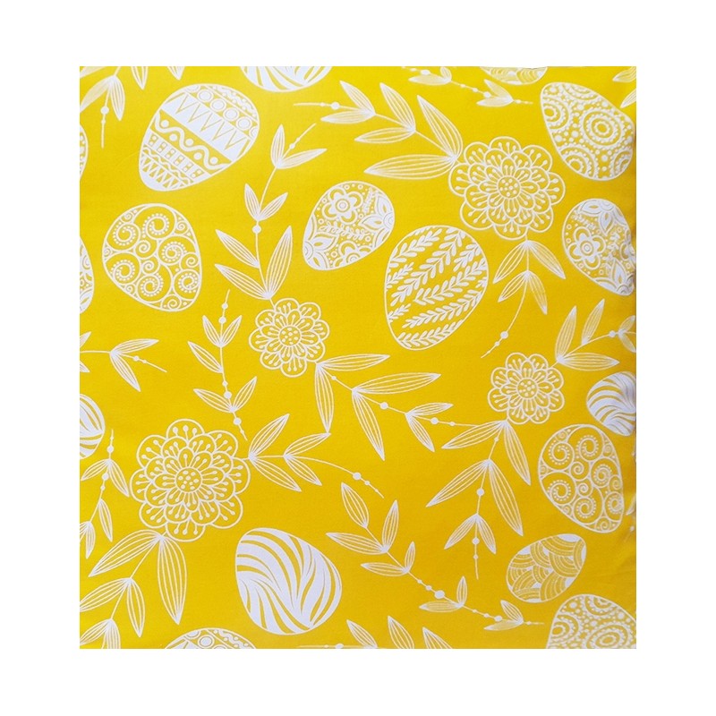 Kvadratinė išmatų pagalvėlė 30cm medvilnė 100% velykinė geltona, velykiniai kiaušiniai