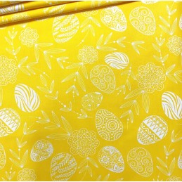 Kvadratinė išmatų pagalvėlė 30cm medvilnė 100% velykinė geltona, velykiniai kiaušiniai