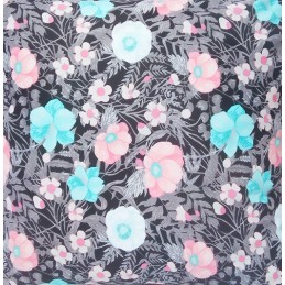 Kvadratinė pagalvėlė taburetei 30x30 gėlėta juoda