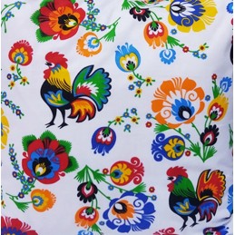 Kvadratinė pagalvėlė taburetei, 30 cm, 100% medvilnė, balti Łowicz gaideliai