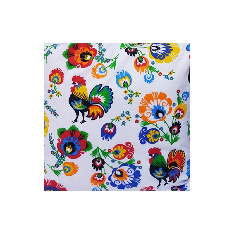 Kvadratinė pagalvėlė taburetei, 30 cm, 100% medvilnė, balti Łowicz gaideliai