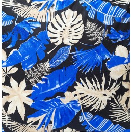 Kvadratinė pagalvėlė taburetė 30cm lapų mišrainė mėlyna