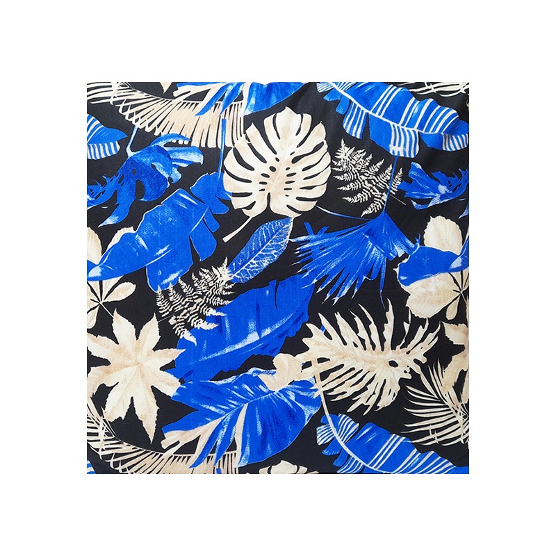 Kvadratinė pagalvėlė taburetė 30cm lapų mišrainė mėlyna