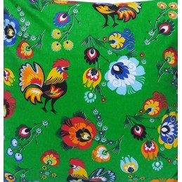 Kvadratinė pagalvėlė taburetei, 30 cm, 100% medvilnė, žali Łowicz gaideliai