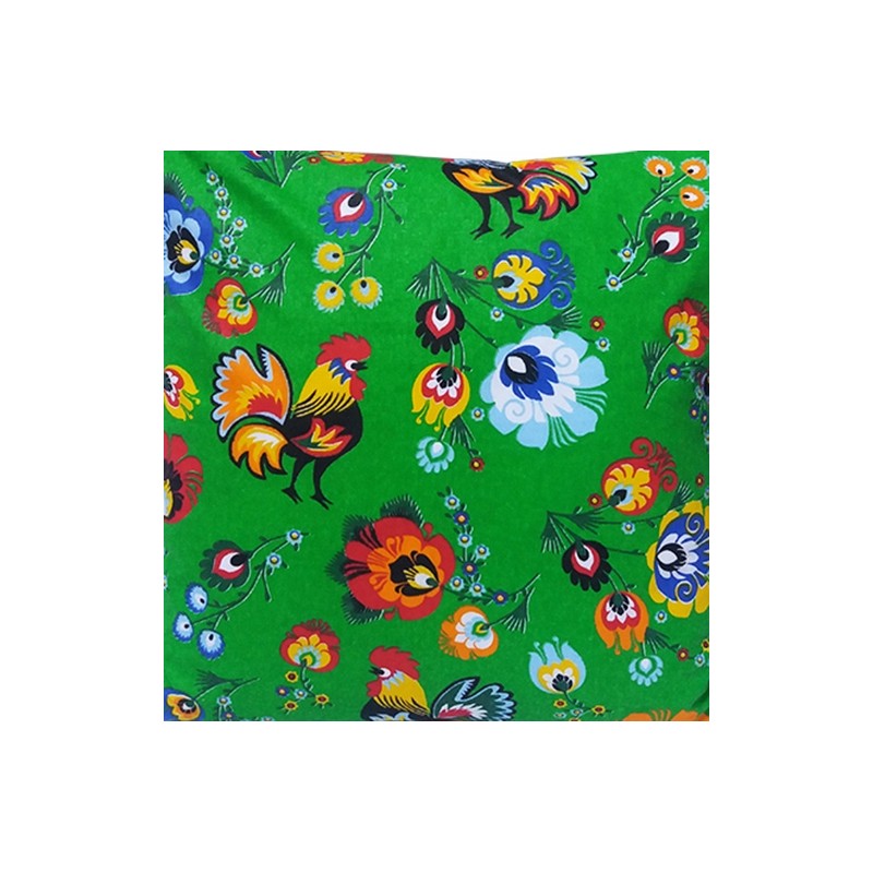 Kvadratinė pagalvėlė taburetei, 30 cm, 100% medvilnė, žali Łowicz gaideliai