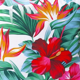 Kvadratinė taburečių pagalvėlė 30cm, 100% medvilnė, gėlėta raudona monstera