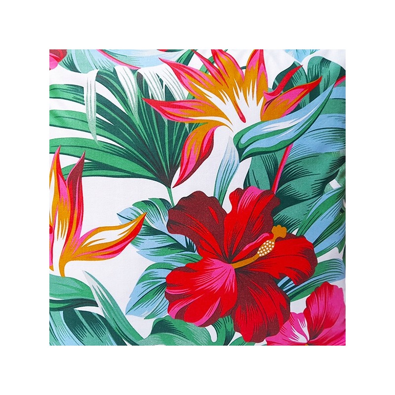 Kvadratinė taburečių pagalvėlė 30cm, 100% medvilnė, gėlėta raudona monstera