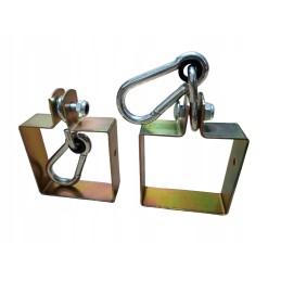 Sūpynių tvirtinimas: spaustukas 90x90 mm + karabinas