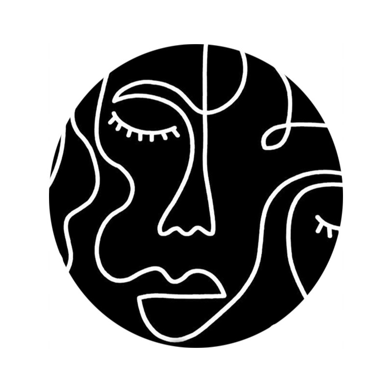 Apvalus pagalvės užvalkalas, 100% medvilnė, 35 cm, juodi veidai