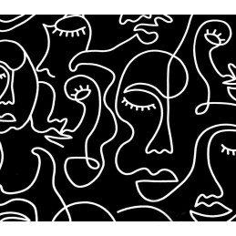 Apvalus pagalvės užvalkalas, 100% medvilnė, 35 cm, juodi veidai