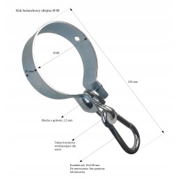 Sūpynių tvirtinimas, apvalus spaustukas, sūpynės kabliukas 80 mm
