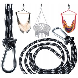Hamako tvirtinimo virvė 1vnt karabinų sūpynių rinkinys
