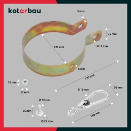 Užspaudžiamas sūpynės kablio karabino tvirtinimas 120 mm