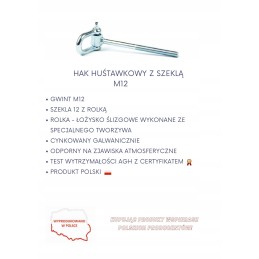 Sūpynių kablys su apkabomis m12, sertifikuotas tvirtinimas