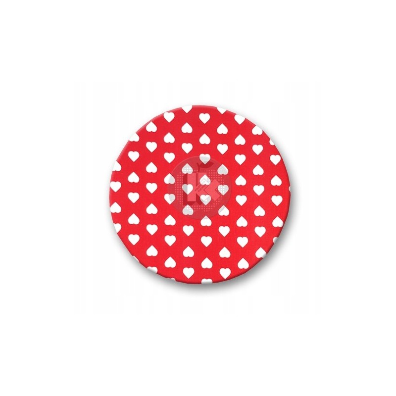 Apvali išmatų pagalvėlė – širdelės ant raudonos spalvos