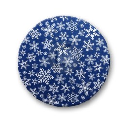 Apvali išmatų pagalvėlė – snaigės tamsiai mėlynos spalvos.