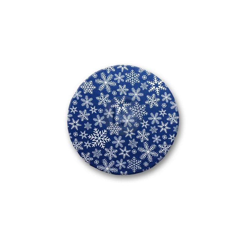 Apvali išmatų pagalvėlė – snaigės tamsiai mėlynos spalvos.