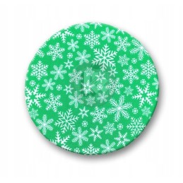 Apvali išmatų pagalvėlė – snaigės ant žalios spalvos