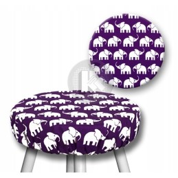 Apvali išmatų pagalvėlė – drambliai ant violetinės spalvos