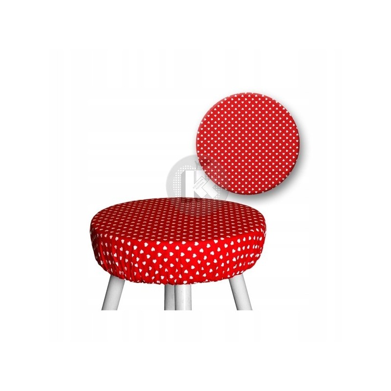 Apvali taburečių pagalvėlė – raudonos širdelės.