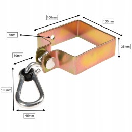 sūpynių kabliukas, spaustukas su karabinu, 100x100