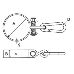 Spaustuvas sūpynių tvirtinimui skersmuo 80 mm + karabinas