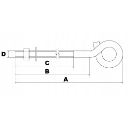 Sūpynių kablys sūpynėms, kilpa m12x210 mm