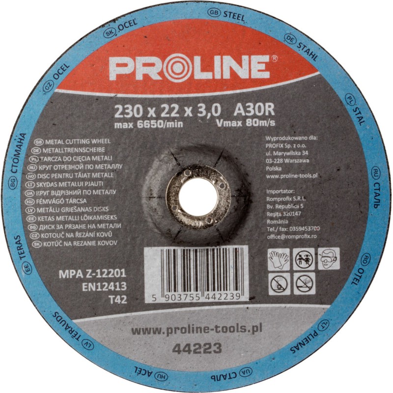 Metalo pjovimo diskas t42, 230x3,0x22a30r prolinas