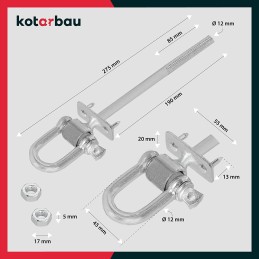 Sūpynių kablys su apkabomis ir kaiščiais m12x190 mm