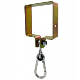 Sūpynių spaustukas 100x100 + karabinas, kvadratinis kabliukas su karabinu