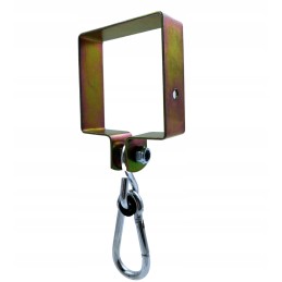 Sūpynių spaustukas 100x100 + karabinas, kvadratinis kabliukas su karabinu