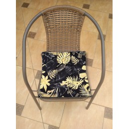 Dėmėms atspari pagalvė be kaklaraiščių, 38x38, mišri lapeliai juodame fone