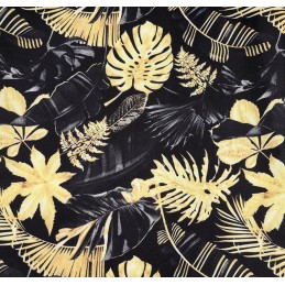 Dėmėms atspari pagalvė be kaklaraiščių, 38x38, mišri lapeliai juodame fone